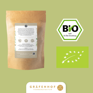 Die Rückseite des Japan Matcha Tees BIO von Gräfenhof