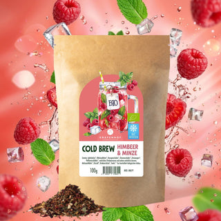 Bio IJsthee frambozen-munt (cold brew)