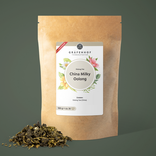 Die Vorderseite unseres China Milky Oolong Tees | Zutaten: Oolong Tee aus China